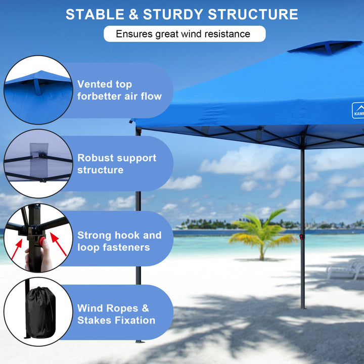 KAMPKEEPER 10x10 Pop Up Canopy Tent with 2 Sidewalls for Outdoor Use, Blue