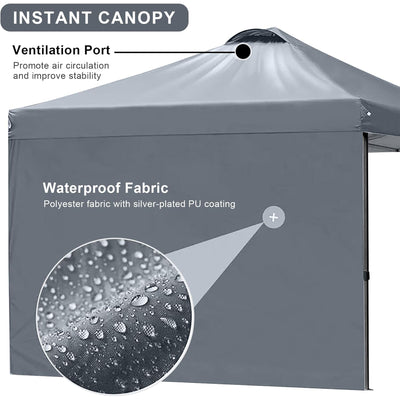 KAMPKEEPER 10x10 Pop Up Canopy Tent with 2 Sidewalls for Outdoor Use, (Open Box)