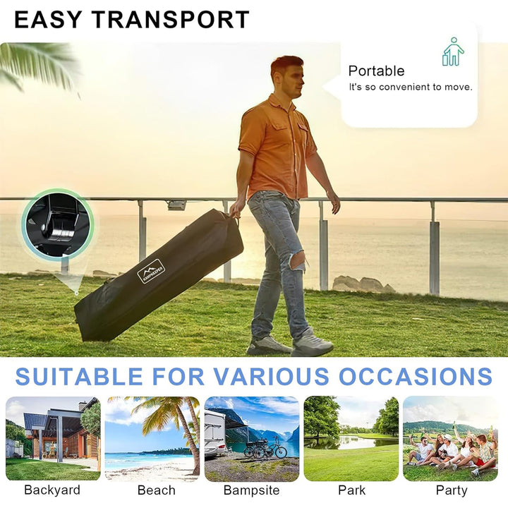 KAMPKEEPER 10x10 Pop Up Canopy Tent with 2 Sidewalls for Outdoor Use, Grey