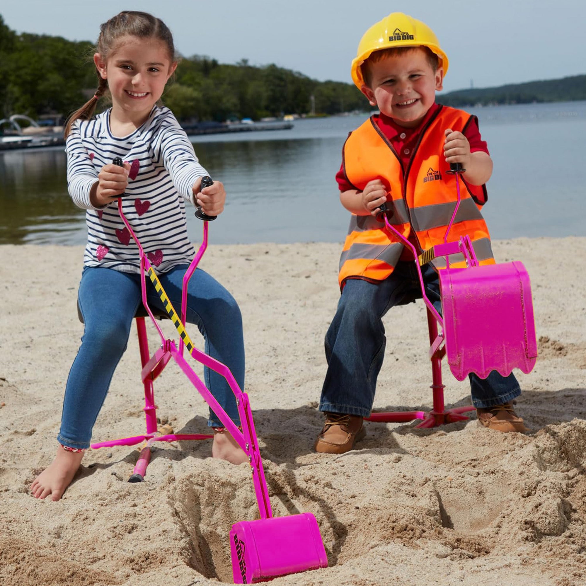The Big Dig Excavator Sandbox Digger, Metal Toy, 360-Degree Seat (Open Box) - VMInnovations