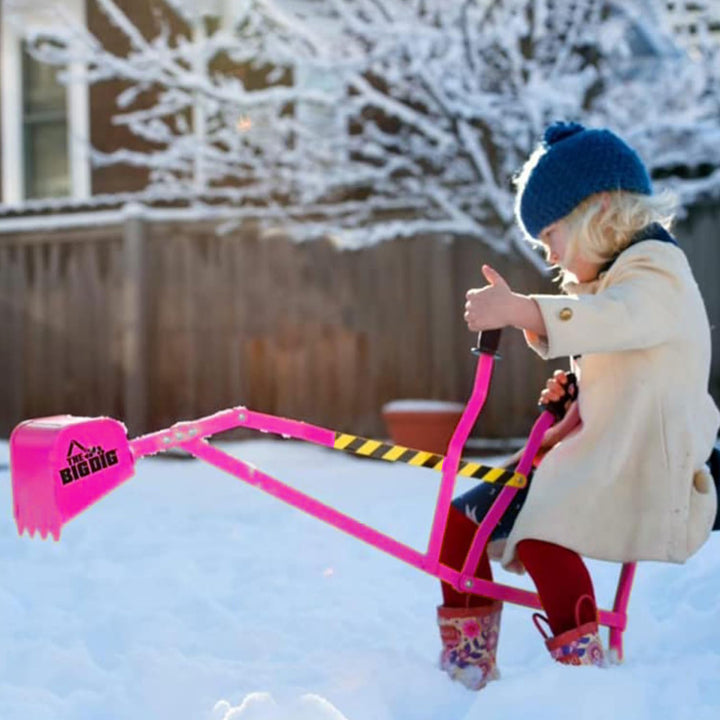 The Big Dig Ride-On Excavator Sandbox Digger, Metal Toy, 360-Degree Seat, Pink