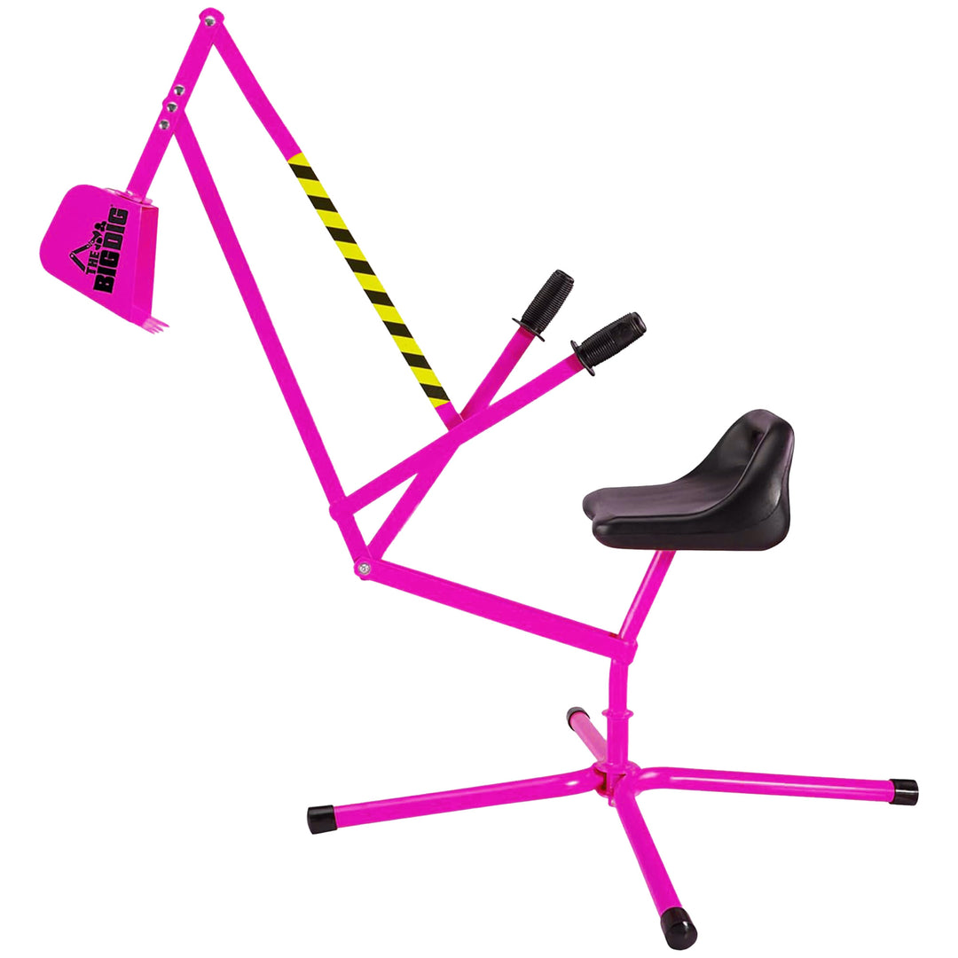 The Big Dig Ride-On Excavator Sandbox Digger, Metal Toy, 360-Degree Seat, Pink