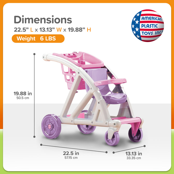 American Plastic Toys Shop with Me Stroller for Toddler & Kids Ages 2 and Up