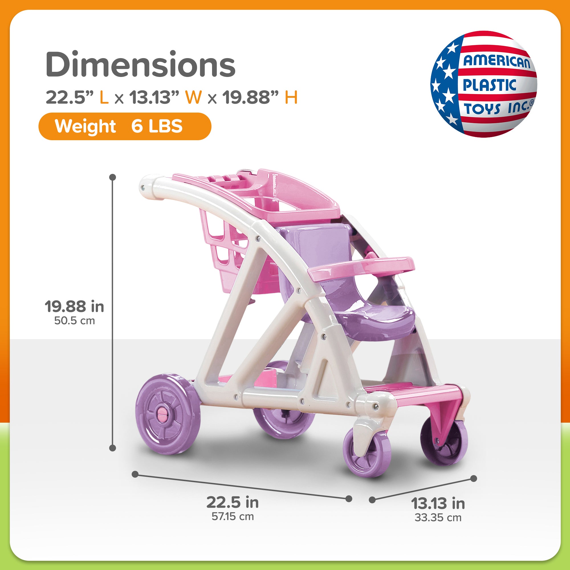 American Plastic Toys Shop w/Me Stroller for Toddler & Kids Ages 2+ (Open Box) - VMInnovations