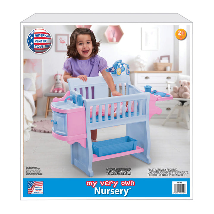 American Plastic Toys Kids My Very Own Nursery Baby Doll Playset with Crib, Pink