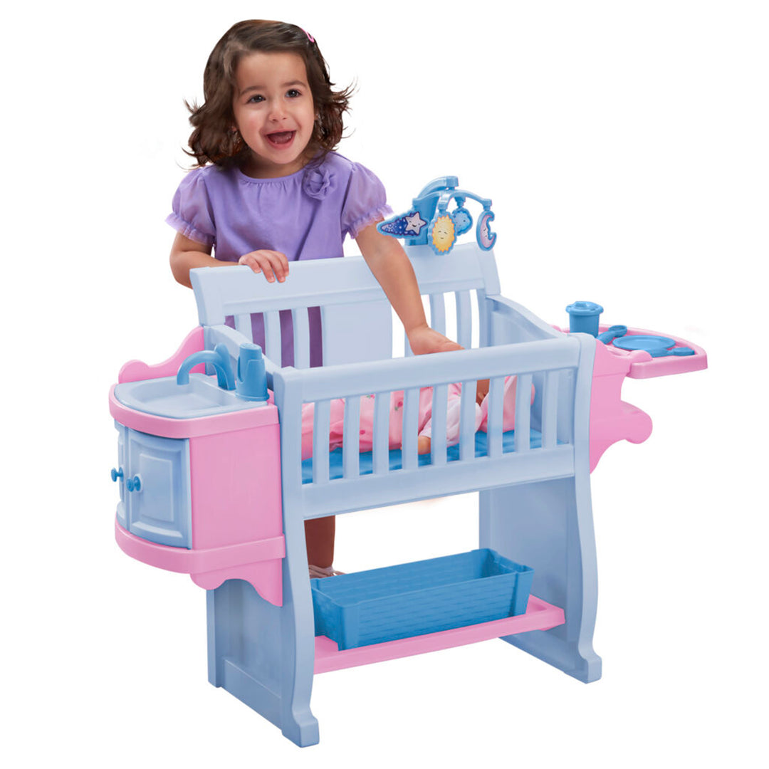 American Plastic Toys Kids My Very Own Nursery Baby Doll Playset with Crib, Pink
