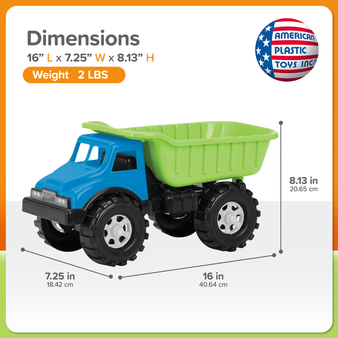 American Plastic Toys 16 Inch Pick-Up Truck, Large Bed for Sand, Dirt or Toys
