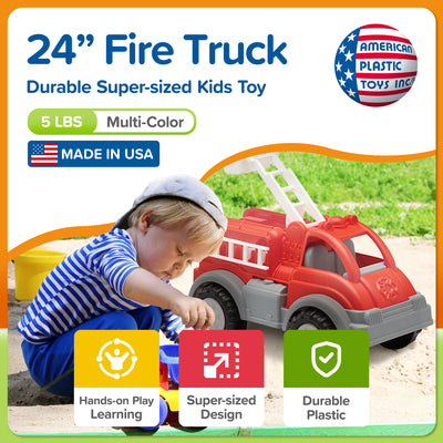 American Plastic Toys Gigantic Fire Truck, Removable Ladder & Extendable Bucket - VMInnovations