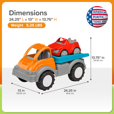 American Plastic Toys Gigantic Car Hauler Truck for Toddlers with Tilting Bed - VMInnovations