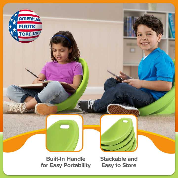 American Plastic Toys 4 Pack Scoop Rocker, Durable Egg-Shaped Kids Chair, Green