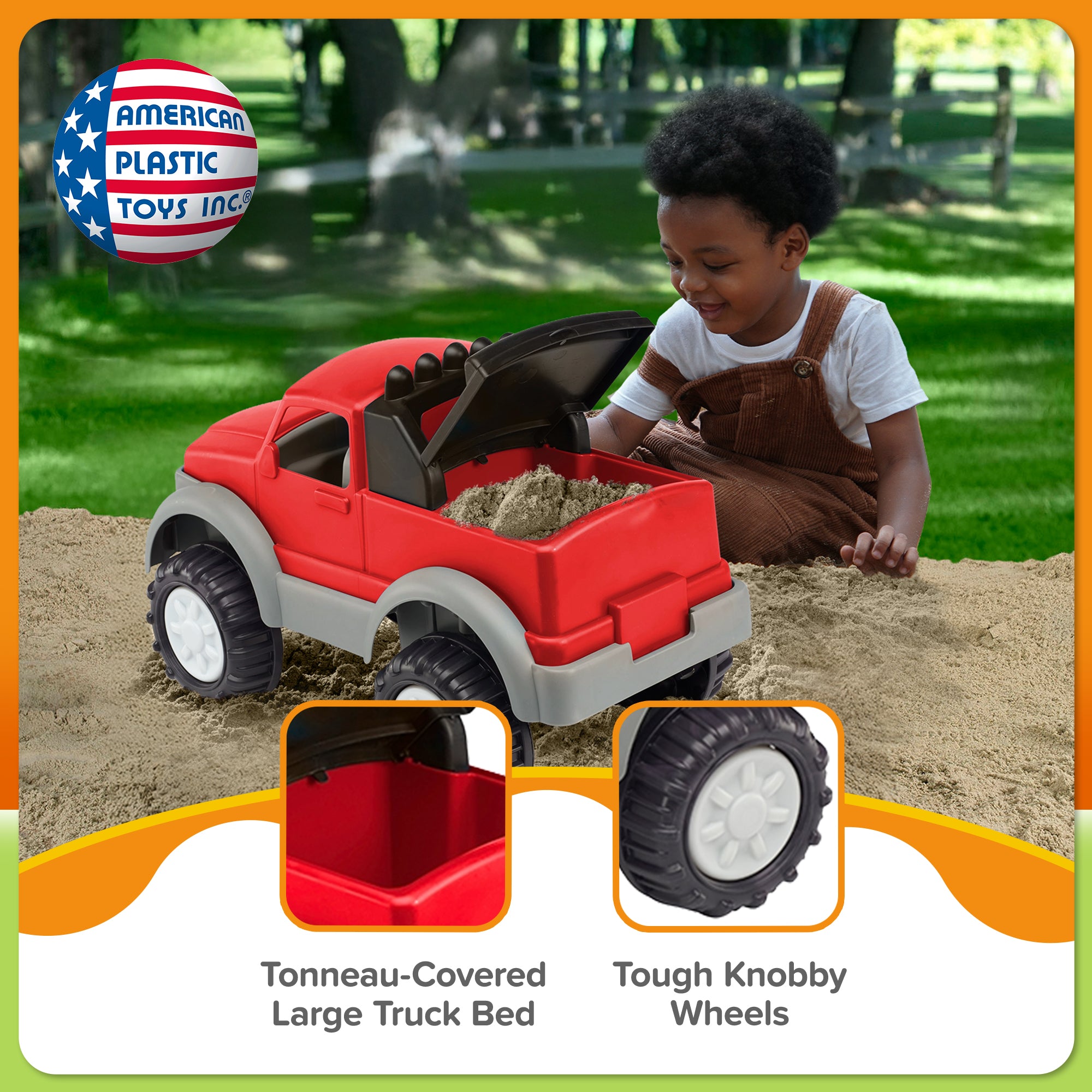 American Plastic Toys Gigantic Pick-Up Truck, Large Bed for Sand, Dirt or Toys - VMInnovations