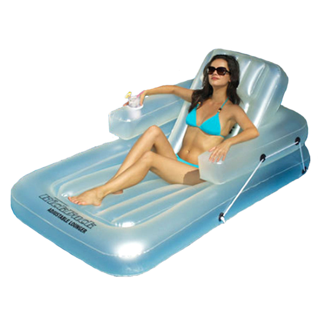 Swimline Kickback Swimming Pool Inflatable Lounger Adjustable Chair Float, White - VMInnovations
