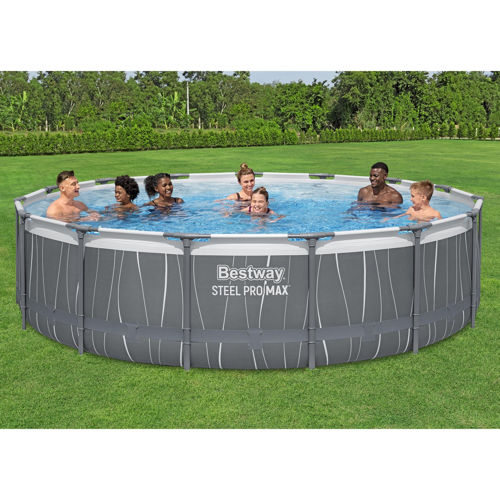 Bestway Steel Pro MAX 15'x48" Metal Frame Above Ground Pool Set & LED Light - VMInnovations