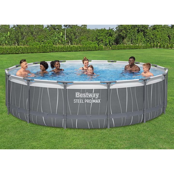 Bestway Steel Pro MAX 15'x48" Metal Frame Above Ground Pool Set & LED Light - VMInnovations