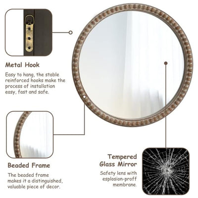COZAYH Distressed Wood Frame Accent Mirror Farmhouse Wall Decor, 30" (Open Box) - VMInnovations