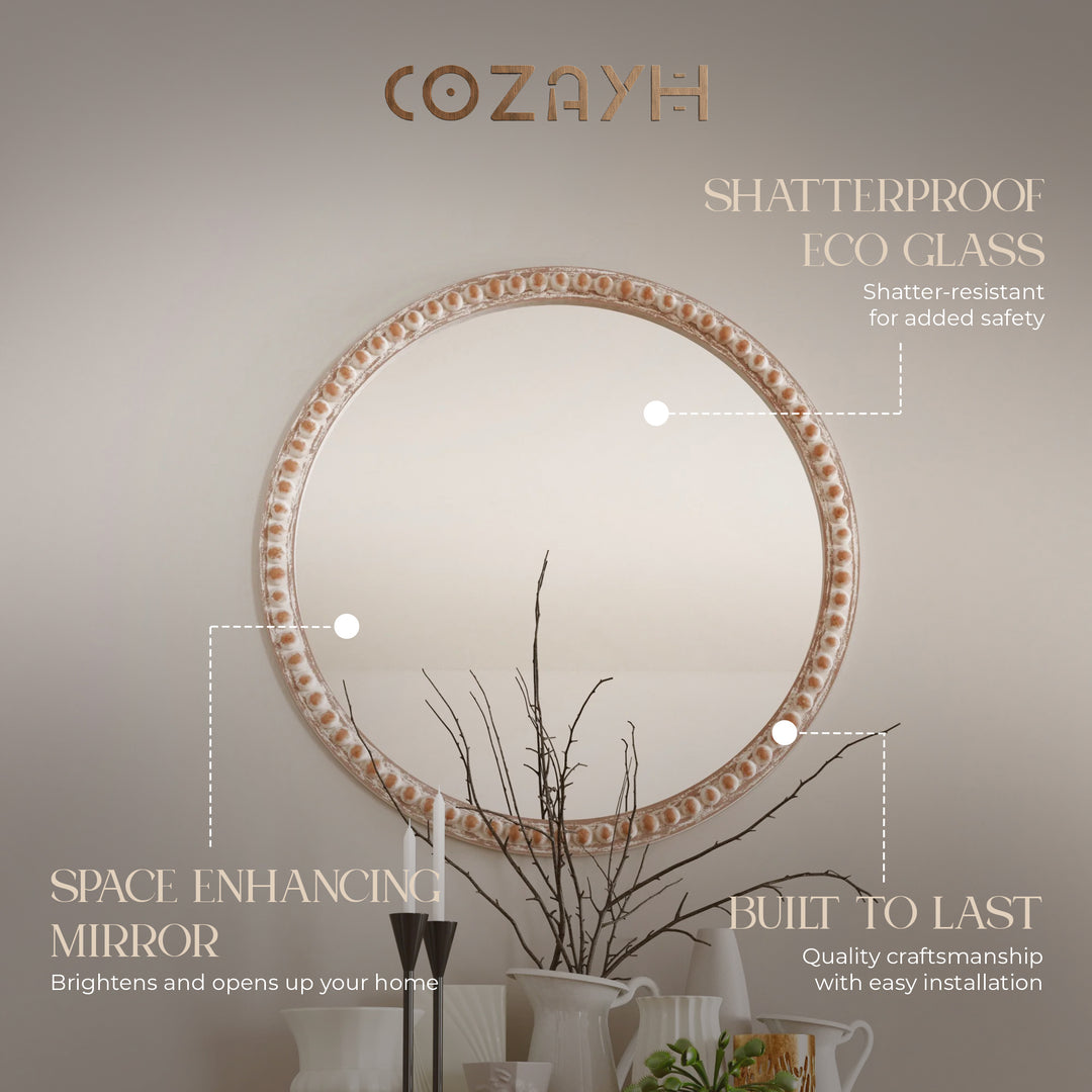 COZAYH Distressed Wood Frame Accent Mirror Farmhouse Wall Decor, 30" (Open Box)