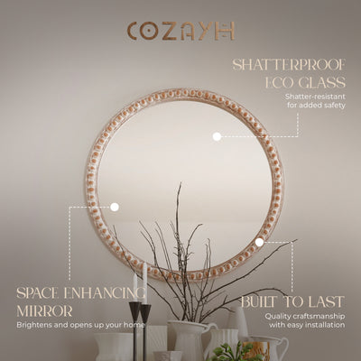 COZAYH Distressed Wood Frame Accent Mirror Farmhouse Wall Decor, 30" (Open Box)