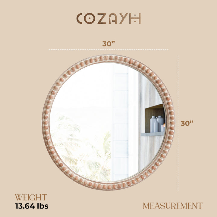 COZAYH Distressed Wood Frame Accent Mirror Farmhouse Wall Decor, 30" (Open Box)