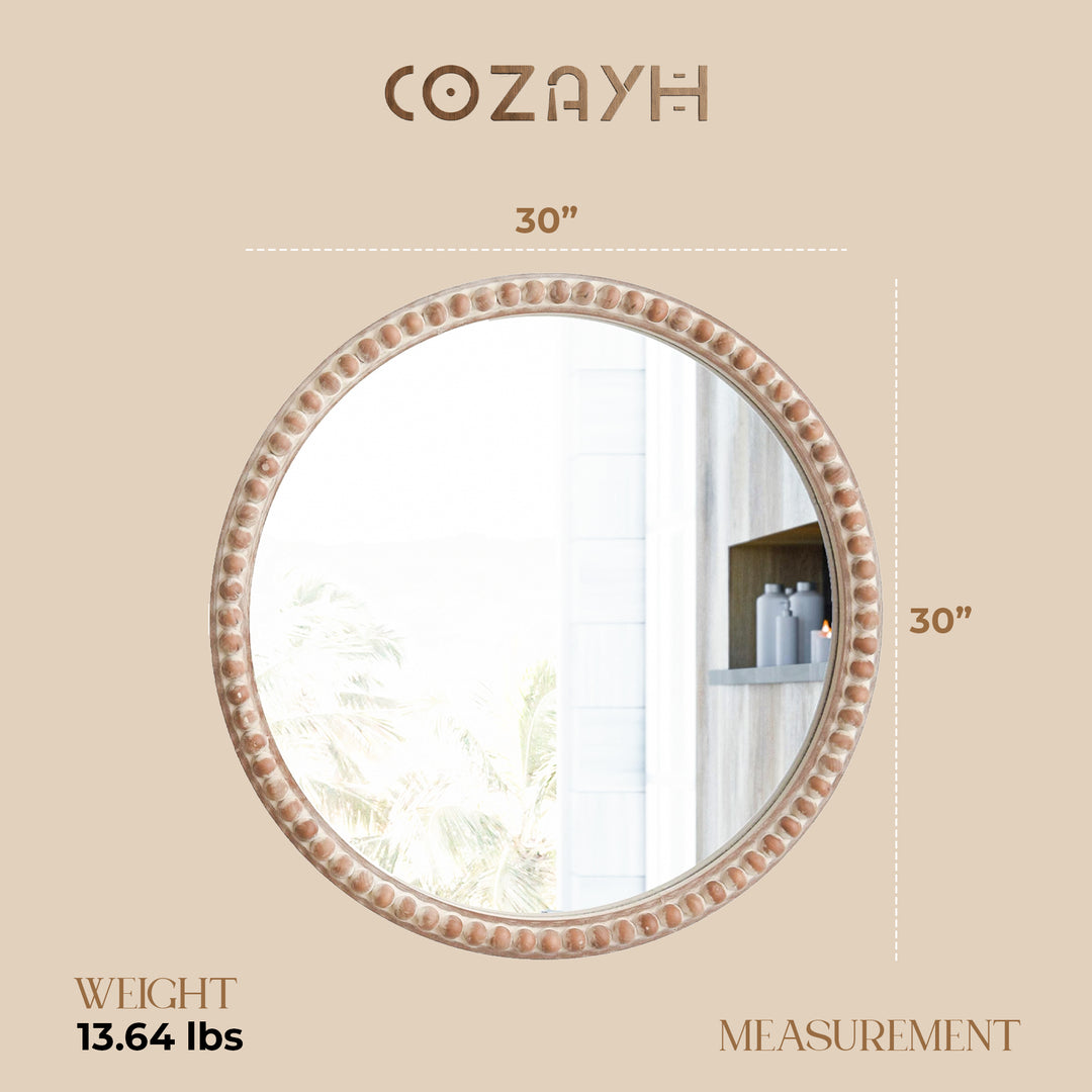 COZAYH Distressed Wood Frame Accent Mirror Farmhouse Wall Decor, 30" (Open Box)