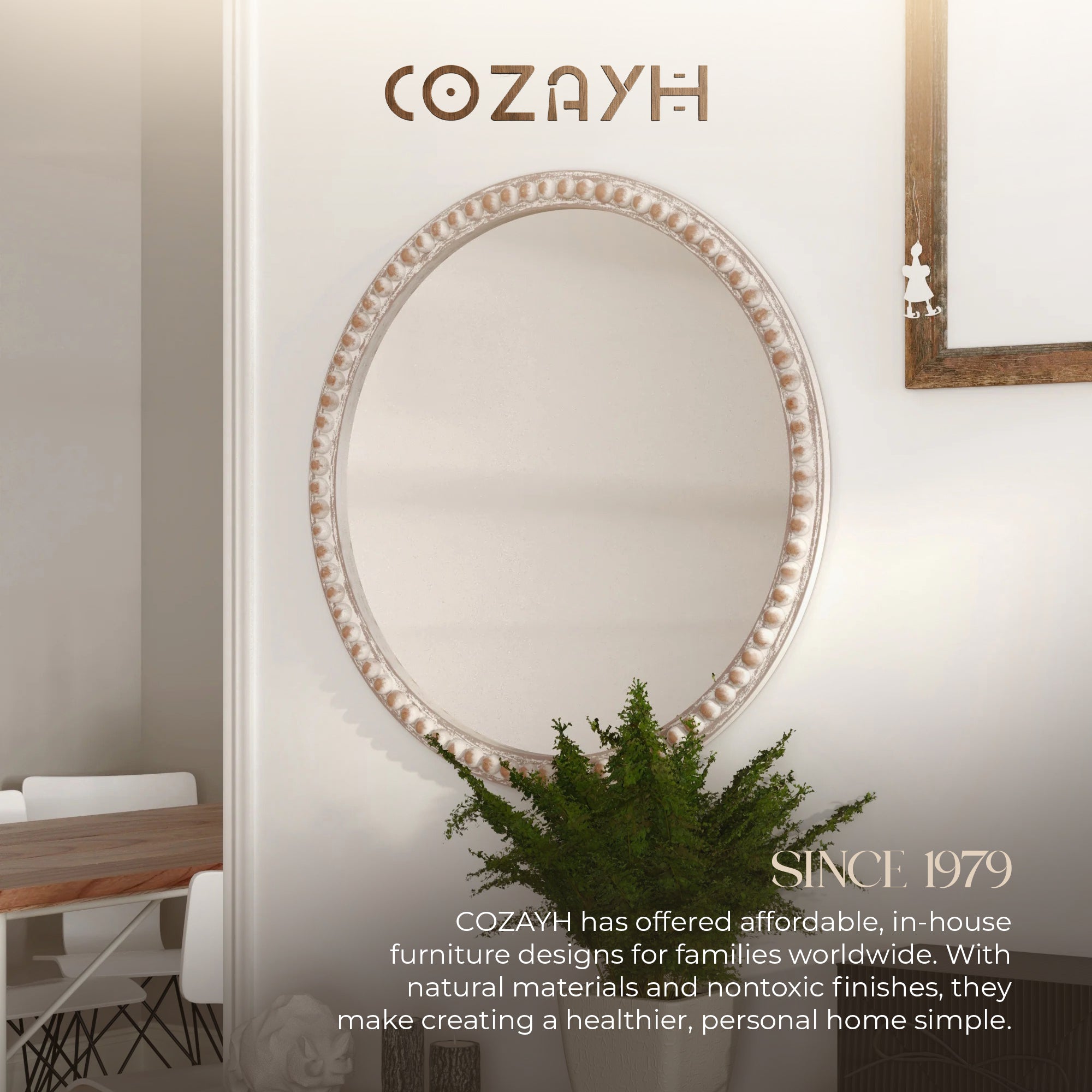 COZAYH Distressed Wood Frame Accent Mirror Farmhouse Wall Decor, 30" (Open Box) - VMInnovations