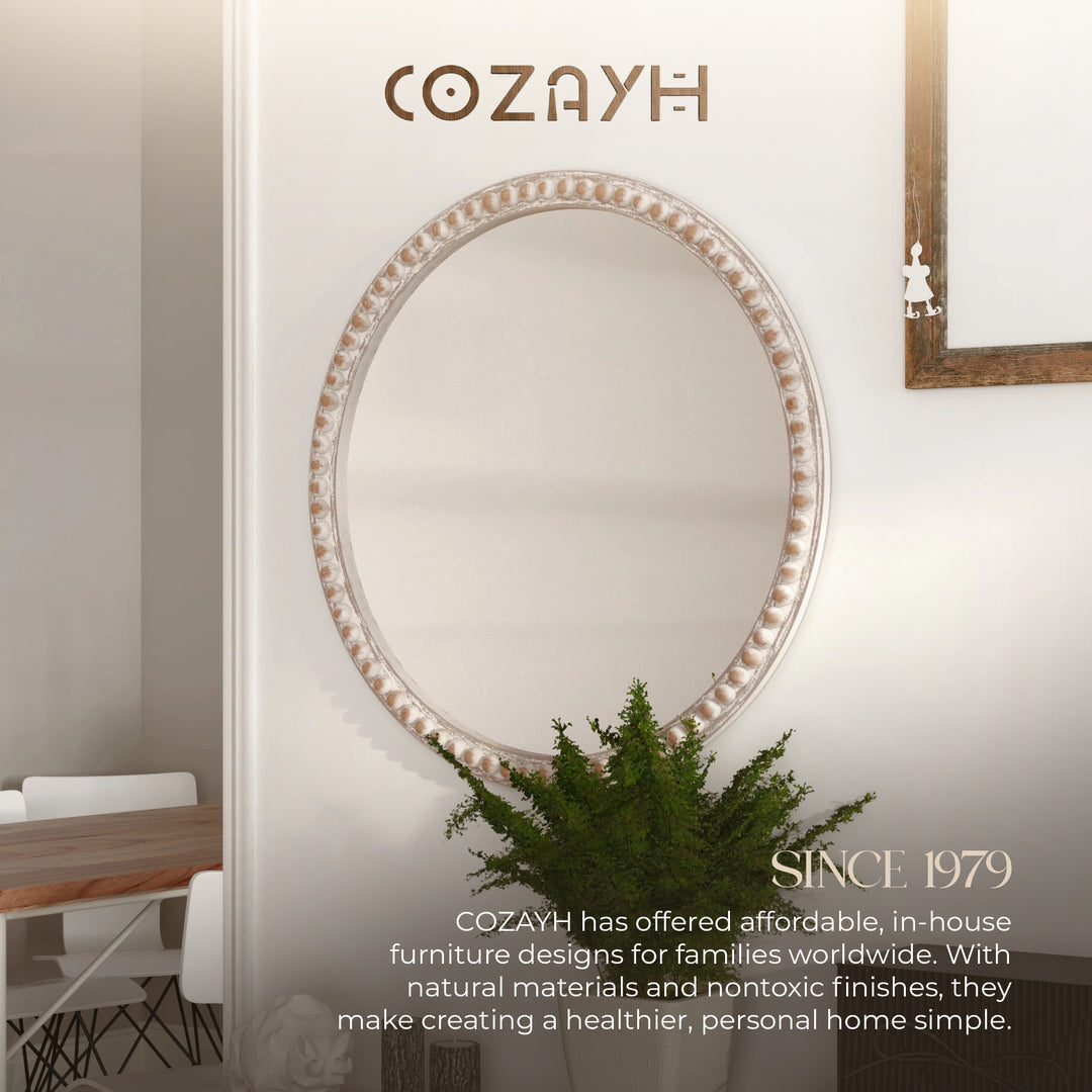 COZAYH Distressed Wood Frame Accent Mirror Farmhouse Wall Decor, 30" (Open Box)