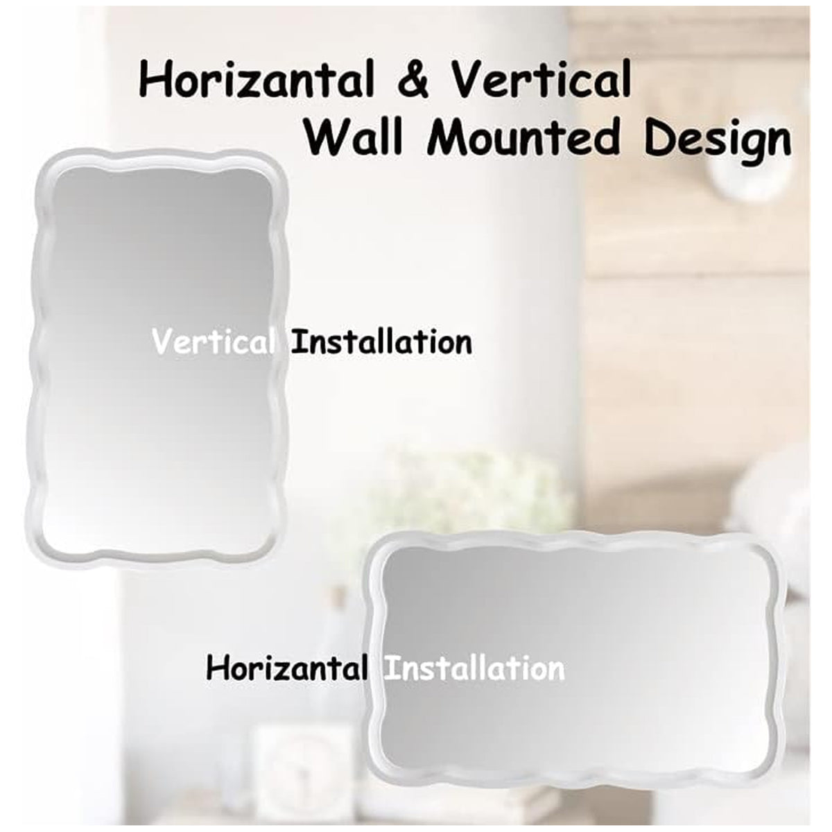 COZAYH Curved Wood Frame Accent Mirror, Modern Farmhouse Wall Decor (Open Box)