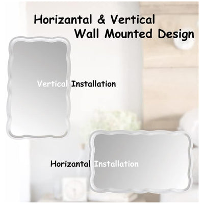 COZAYH Curved Wood Frame Accent Mirror, Modern Farmhouse Wall Decor (Open Box)