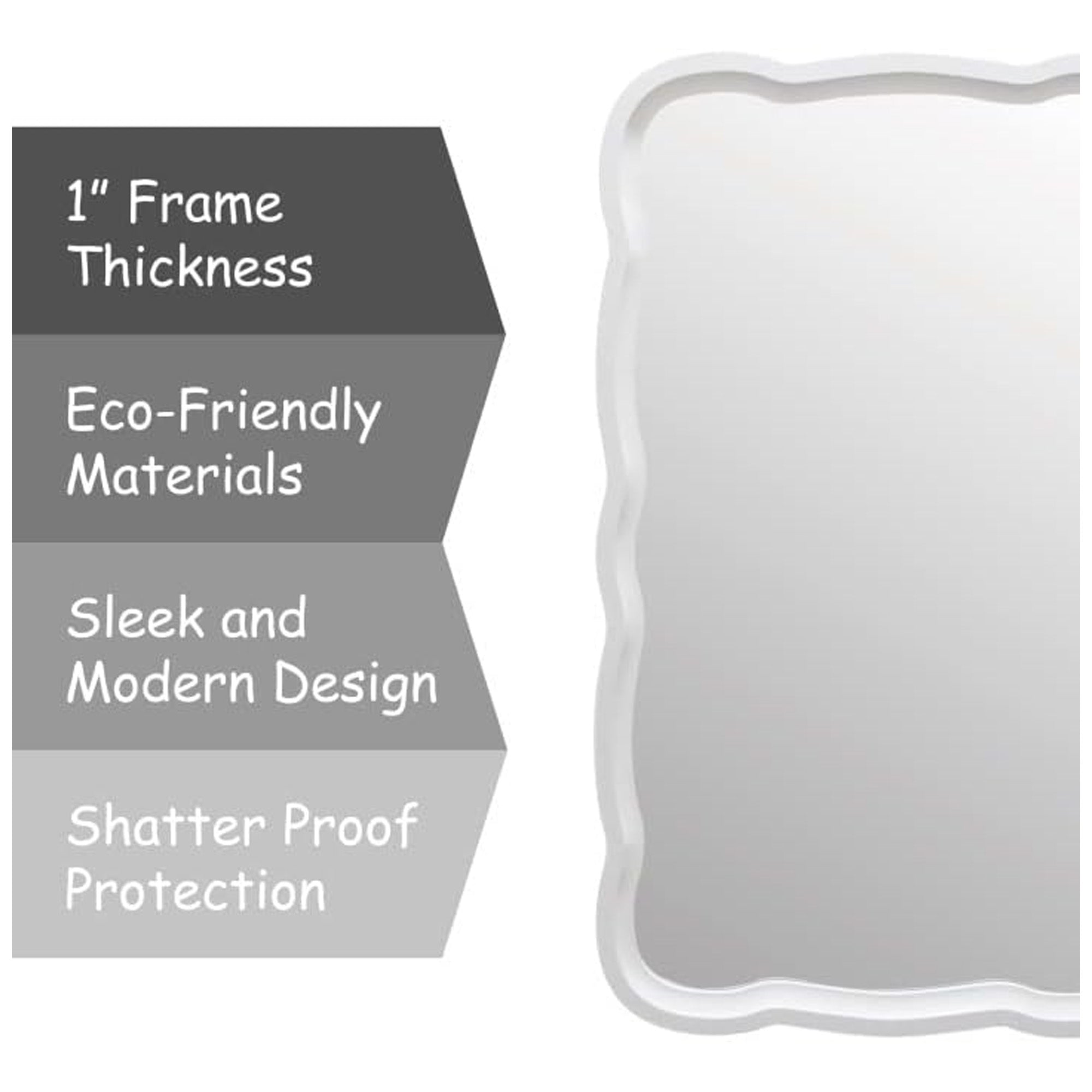 COZAYH Curved Wood Frame Accent Mirror, Modern Farmhouse Wall Decor, White - VMInnovations