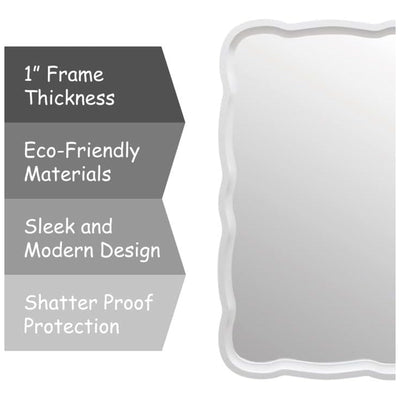 COZAYH Curved Wood Frame Accent Mirror, Modern Farmhouse Wall Decor (Open Box)