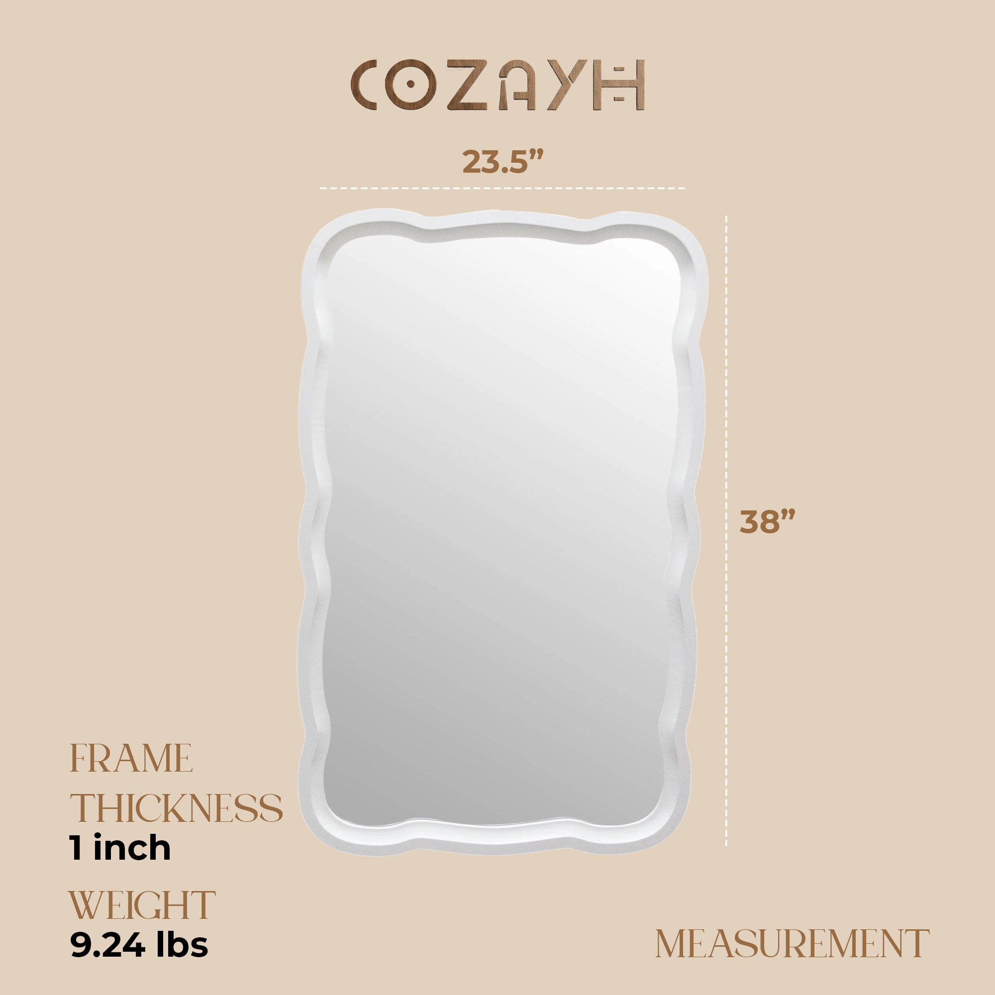 COZAYH Curved Wood Frame Accent Mirror, Modern Farmhouse Wall Decor (Open Box) - VMInnovations