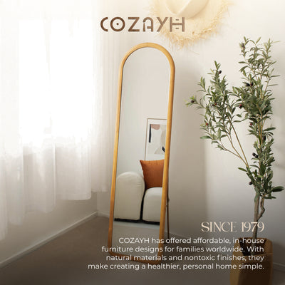 COZAYH Arched Full Length Mirror with Stand, Solid Wood Frame (Open Box) - VMInnovations