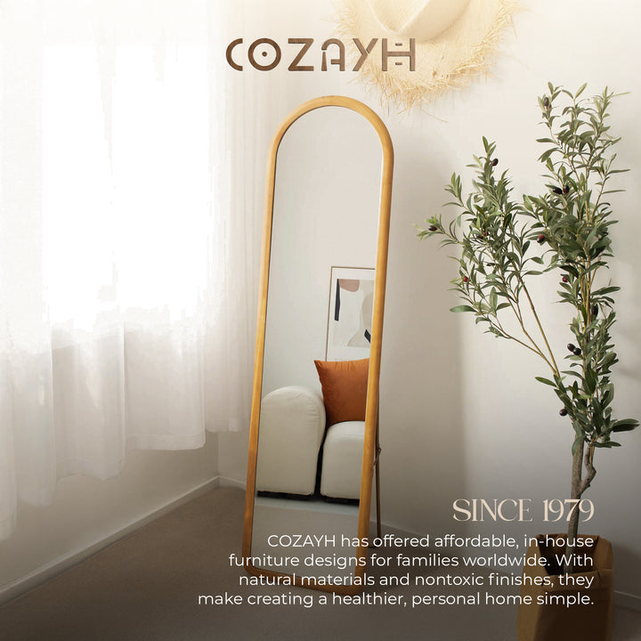 COZAYH Arched Full Length Mirror with Stand, Solid Wood Frame (Open Box)