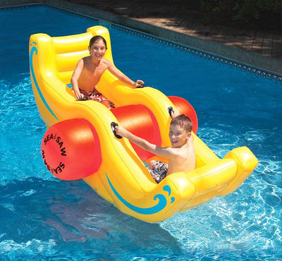 Swimline Pool Inflatable 2 Person Sea Saw Rocker Float with Electric Air Pump