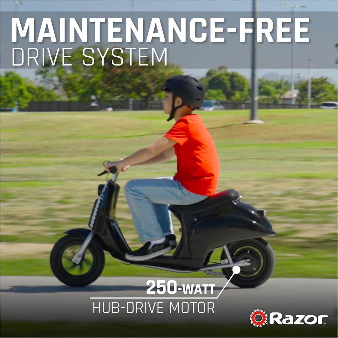 Razor Pocket Mod Onyx Miniature Euro-Style Electric Scooter for Ages 8+, Black