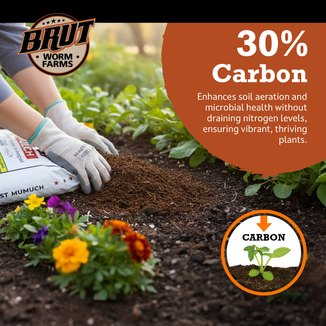 Brut Worm Farms Organic Aspen Mulch, High Water Retention for Gardens, 28 lbs. - VMInnovations
