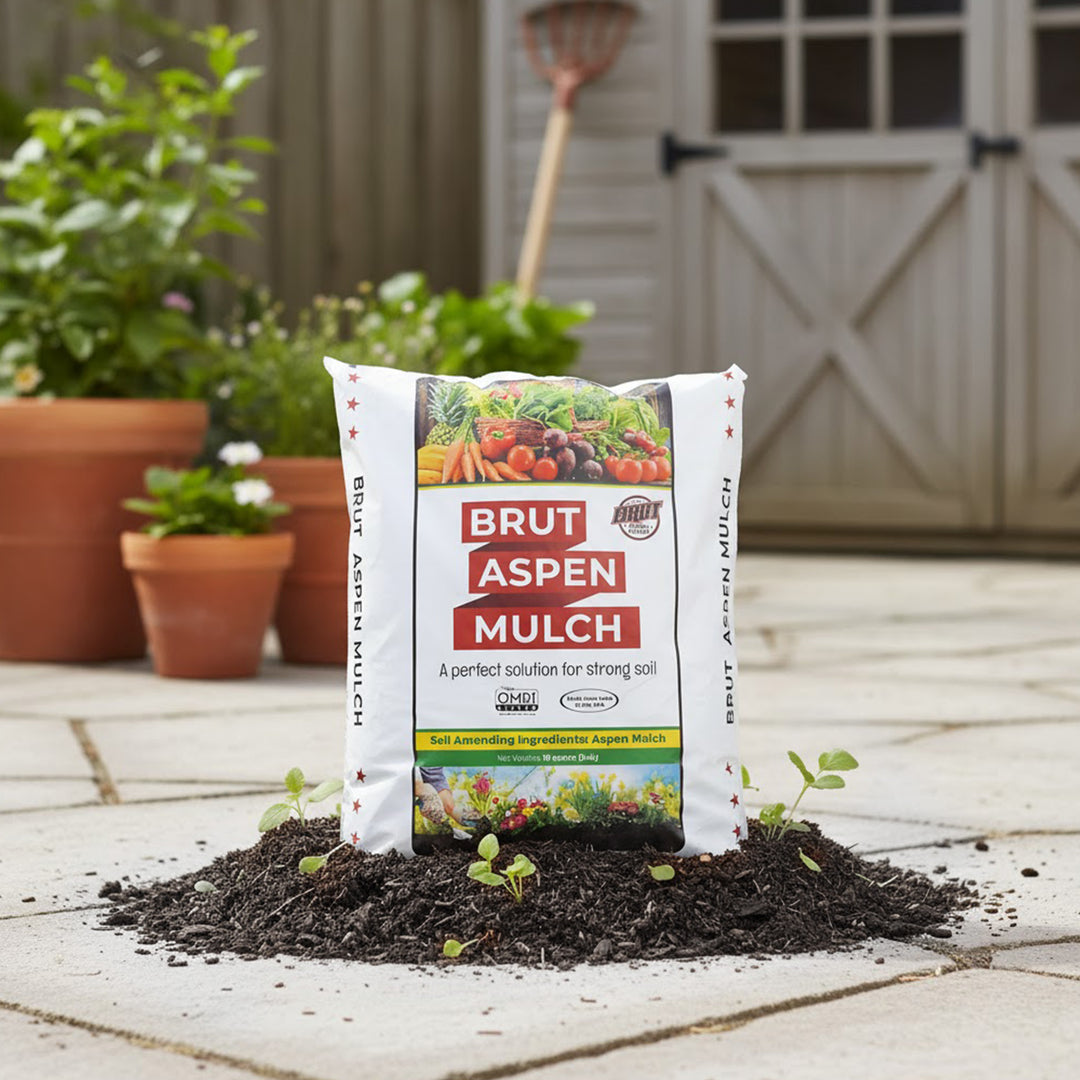Brut Worm Farms Organic Aspen Mulch, High Water Retention for Gardens, 28 lbs. - VMInnovations