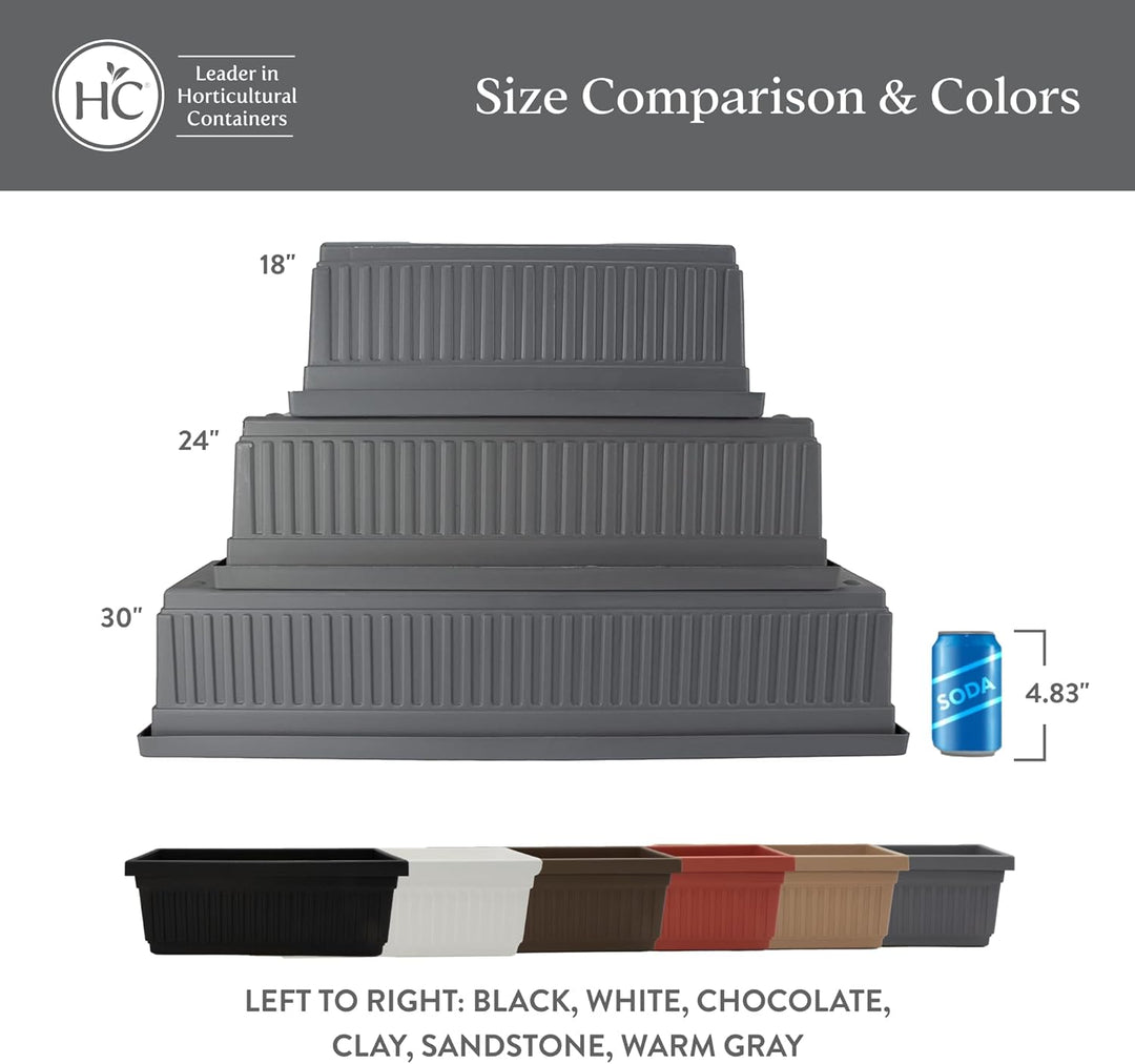 The HC Companies 24-Inch Venetian Window Planter Box with Drain Plug, Warm Gray