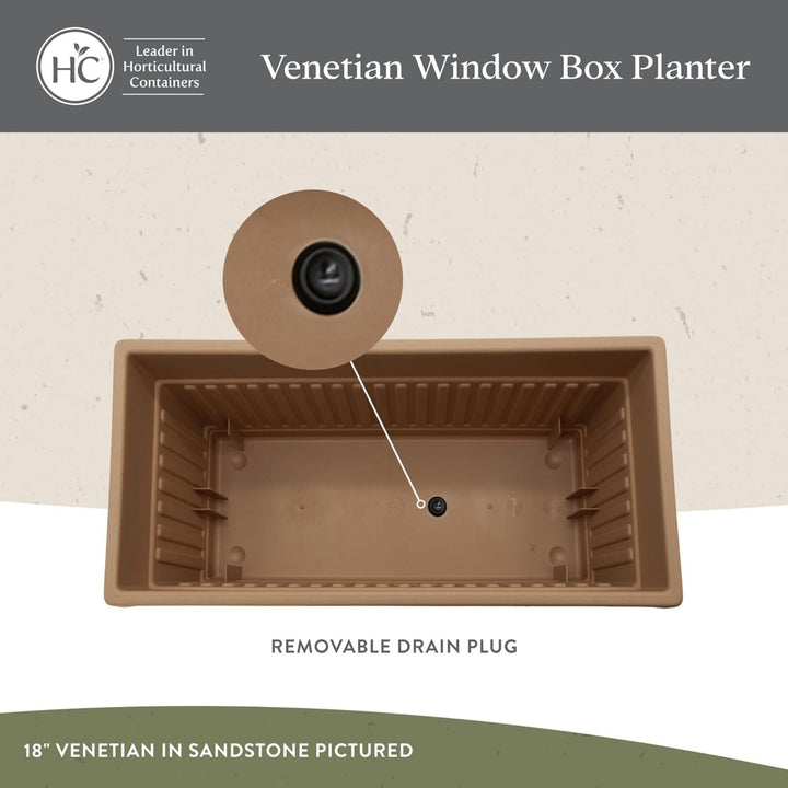 The HC Companies 24-Inch Venetian Window Planter Box with Drain Plug, White - VMInnovations