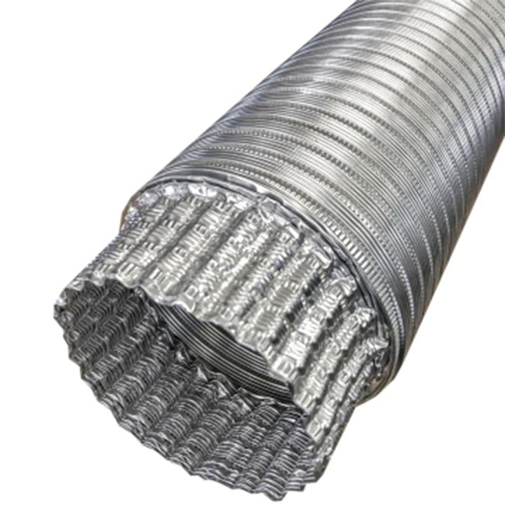 Builder’s Best V330 PRO Semi-Rigid Flexible Aluminum Duct, Crimped/Plain, 3" x8'