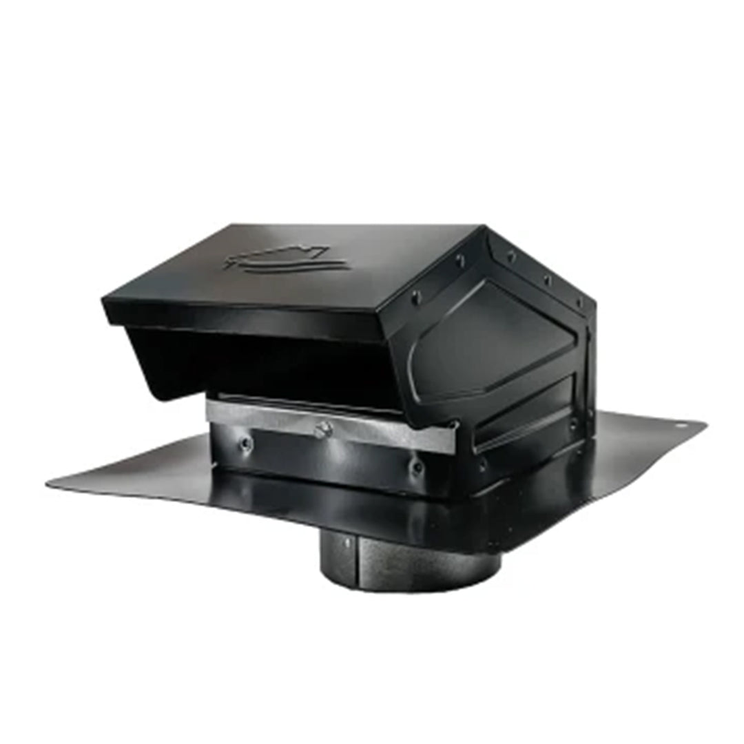 Builder's Best 4" Diameter Steel Roof Cap with Collar & Flapper Screen, Black