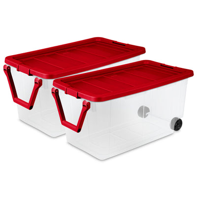 Sterilite 160 Qt Wheeled Storage Box, Large Plastic Container with Lid, 2 Pack - VMInnovations
