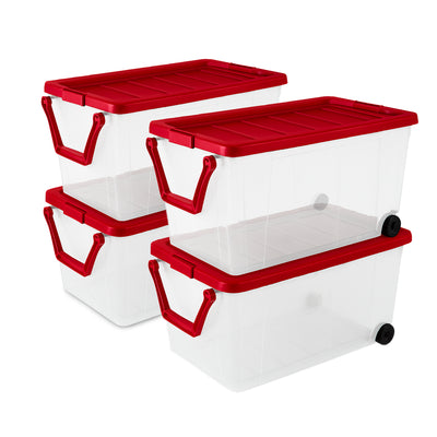 Sterilite 160 Qt Wheeled Storage Box, Large Plastic Container with Lid, 4 Pack - VMInnovations