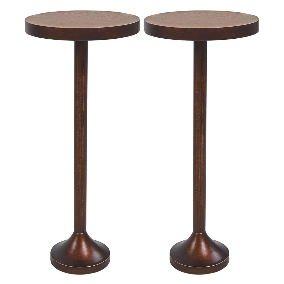 COZAYH Small Pedestal End Table, Living Room Furniture, Light Espresso, Set of 2