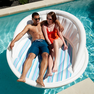 Swimline Solstice Aqua Sofa Inflatable Pool Lounger Float with Instaflate System
