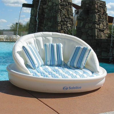 Swimline Solstice Aqua Sofa Inflatable Pool Lounger Float with Instaflate System