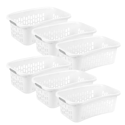 Sterilite HipHold Laundry Basket, 1.5 Bushel Plastic Hamper, White, 6 Pack - VMInnovations