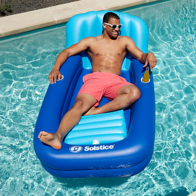 Swimline Solstice 64" Inflatable Cooler Couch Pool Float Raft Lounger, Blue