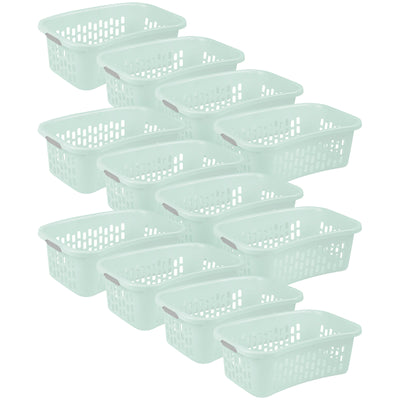 Sterilite HipHold Laundry Basket, 1.5 Bushel Plastic Clothes Hamper, Mint, 12 Pk