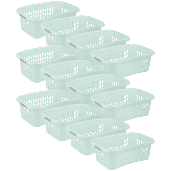 Sterilite HipHold Laundry Basket, 1.5 Bushel Plastic Clothes Hamper, Mint, 12 Pk