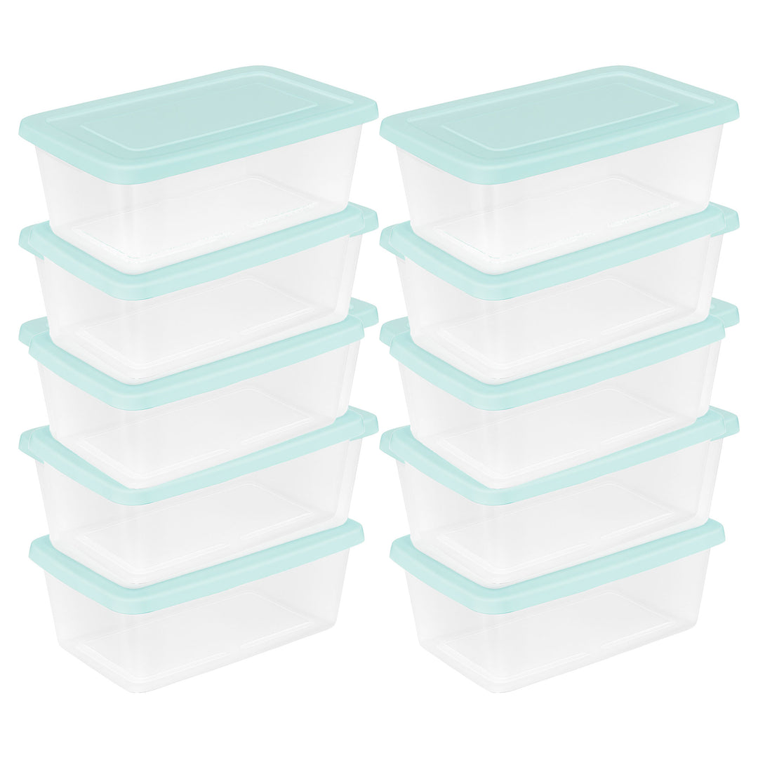 Sterilite 6 Qt Storage Boxes, Clear Plastic Containers with Lid, Set of 10, Mint